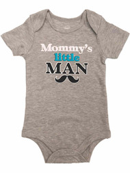 Infant Boys Gray Mommys Little Man Bodysuit Mustache Creeper Baby Outfit