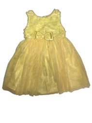 Toddler Girls Yellow Flowered Sparkly Glitter Tulle Easter & Party Dress