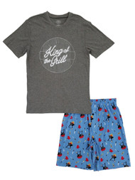 Mens 2-Piece King Of The Grill T-Shirt & Shorts Sleepwear Pajama Set