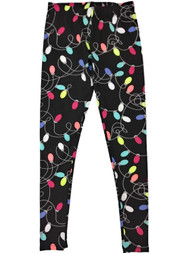 Womens Black Red Orange Yellow Blue Christmas Light Bulb Holiday Leggings