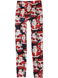 Womens Cartoon Santa Hat Christmas Holiday Mountain Range Background Leggings
