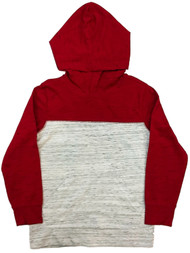 Boys Red & Gray Speckle 2-tone Color-block Hooded T-Shirt Hoodie Shirt