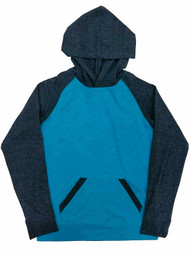 Boys Blue Speckle 2-tone Color-block Hooded T-Shirt Hoodie Shirt