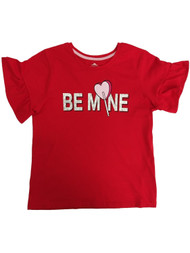 Girls Red Ruffle Be Mine Heart Valentines Day Tee Shirt Popsickle Top