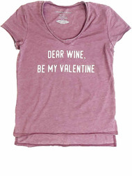 Womens Heather Wine Be My Valentine Burgundy Tee Shirt Holiday T-Shirt