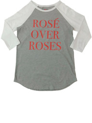 Womens Rose Over Roses Gray Raglan Tee Shirt Valentine Holiday T-Shirt