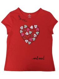 Girls Red Always & Forever Valentines Day Tee Shirt Conversation Heart Top XXL