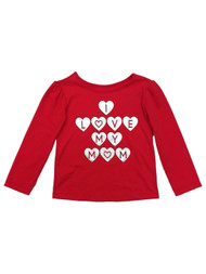 Toddler Girls Red I Love My Mom Valentines Day T-Shirt Long Sleeve Top