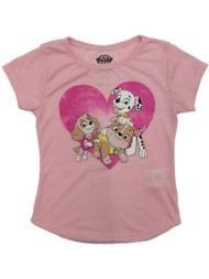 Toddler Girls Pink Paw Patrol Valentines Day Shirt Puppy Dog Skye & Chase