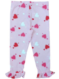 Toddler Girls Pink Cupid's Arrow Heart Leggings Valentines Day Stretch Pants