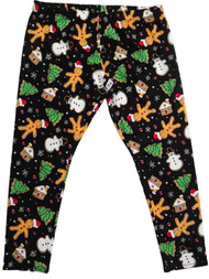 Womens Black Gingerbread Cookie Man Stirrup Christmas Santa Snowman Leggings