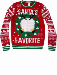 Womens Santas Favorite Wreath Christmas Pull-Over Holiday Sweater Sweatshirt