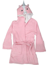 Womens Plush Pink Unicorn Animal Bathrobe Pocketed House Coat Bath Robe Large/XL