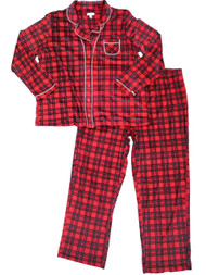 Womens Red Green Blue Checker Plaid Fleece Pajamas Sleep Set 2X