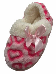 Toddler & Girls Pink Leopard Print Heart Slippers Loafers House Shoes