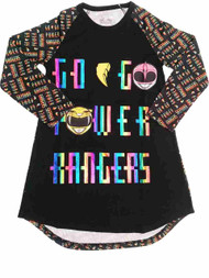 Girls Go Go Power Rangers Nightgown Metallic Rainbow Powerranger Sleep Shirt XS