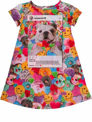 Girls Doughnut Cookie Bulldog Puppy Nightgown Smile Face Dog Sleep Shirt XS (4)