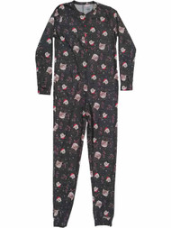 Womens Kitty Kitten Cat Santa Christmas Sleeper Holiday Union Suit Pajamas XS/S