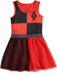 Girls Marvel Harley Quinn Black Red Diamond Nightgown Sleep Shirt