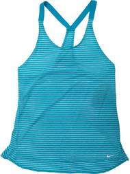 Womens Nike Blue White Heathered Striped Swim Suit Cover Up Cover-Up