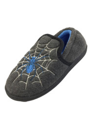 Toddler Boys Gray & Blue Glow In The Dark Spider Web Slippers Loafers