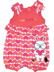 Infant Girls Pink Heart Bunny Rabbit Single Romper Baby Bodysuit
