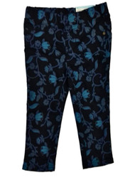 Infant & Toddler Girls Black Turquoise Floral Flower Jean Leggings Jegging Pants