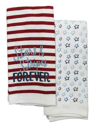 Celebrate Americana Glittery Stars & Stripes Kitchen Towel Set, Patriotic Towels