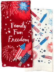 Celebrate Americana Freedom Fireworks Kitchen Towel Set, 2 Patriotic Towels