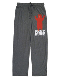 Mens Heather Gray Free Hugs Valentine's Day Sleep Pants Pajama Bottoms