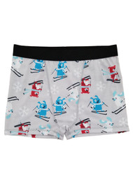 Mens Gray Skiing Dogs & Snowflakes Underwear Boxers Boxer Briefs