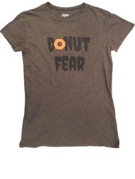 Junior Womens Dark Gray Orange Donut Fear Halloween Holiday T-Shirt
