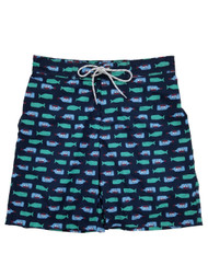 Mens Navy Blue Whale Ship In A Bottle Board Shorts Swim Trunks