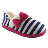 Girls Blue & White Stripe Slippers House Shoes Loafers