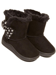 Infant Girls Black & Silver Star Bow Shealing Boots Baby Shoes