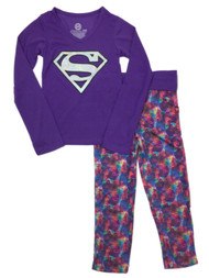 DC Comics Girls Purple & Pink Super Girl Pajamas Supergirl Sleep Set XS(4-5)