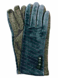 G&S Womens Metallic Blue Velvet Stretch Fit Button Texting & Tech Smart Gloves