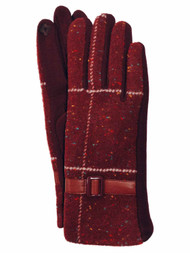 G&S Womens Burgundy Belted Speckle Stretch Fit Button Text & Tech Smart Gloves