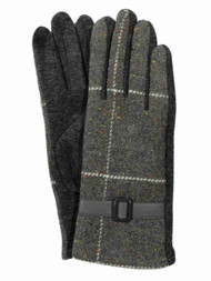 G&S Womens Gray Belted Speckle Stretch Fit Button Texting & Tech Smart Gloves