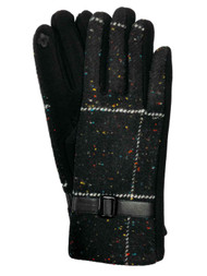 G&S Womens Black Belted Speckle Stretch Fit Button Texting & Tech Smart Gloves