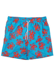 Mens Blue Floral Tropical Hawaiian Board Shorts Swim Trunks XL