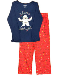Girls Shine Bright Holiday Pajamas Christmas Yeti Snowman Sleep Set M 7-8