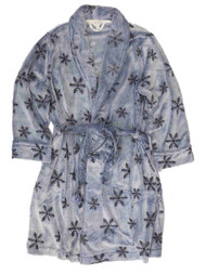 Womens Plush Blue Gray Star Bathrobe House Coat Bath Robe