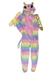 Womens Plush Rainbow Unicorn Union Suit Sleeper Hoodie Pajamas