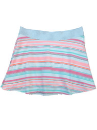 Girls Neon Pink & Orange Stripe Skort Scooter Skirt