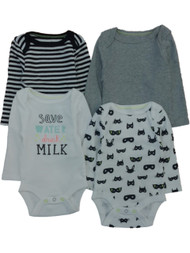 Infant Boys & Girls 4PC Bunny & Kitty Bodysuit Set Save Water Drink Milk