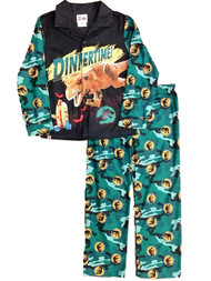 Boys Black Flannel Lego Jurassic World Pajamas Dinosaur T-Rex Sleep Set
