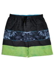 Mens Black & Lime Tropical Hawaiian Swim Trunks Surf Shorts Board Shorts XL