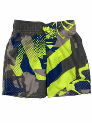 Nike Boys Gray Blue & Yellow Geometric Camo Swim Trunk Board Shorts