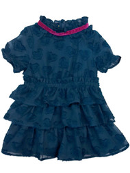 Osh Kosh Infant Toddler Girls Ruffled Blue Heart Lace Dress Party & Holiday
